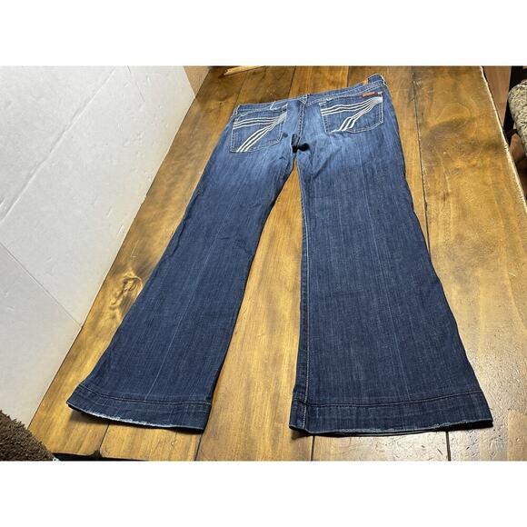 7 For All Mankind Jeans Womens 31 Blue Dojo Flare Medium Wash Low Rise - Picture 2 of 10